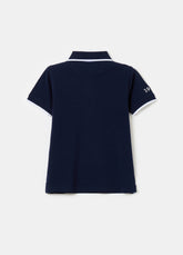 Ovs Polo Shirt With Striped Edging And Embroidery